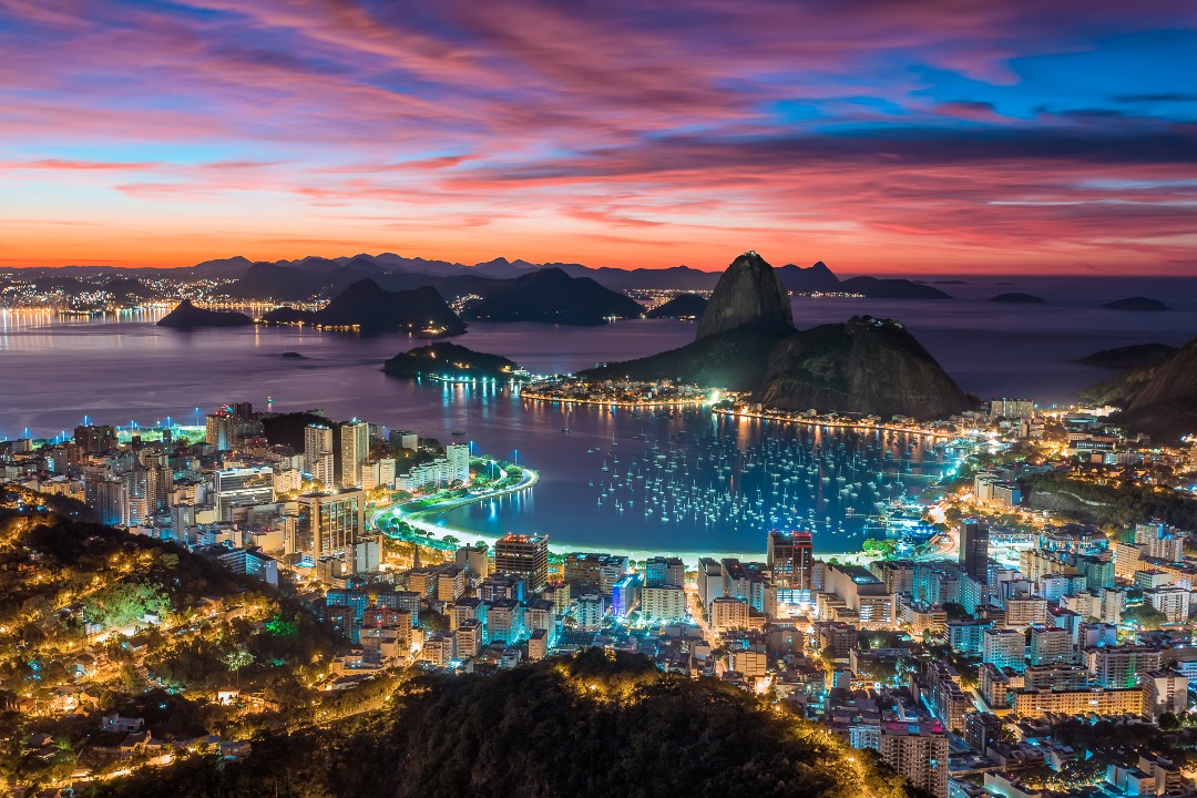 City of brazil of night. Rio de Janeiro skyline