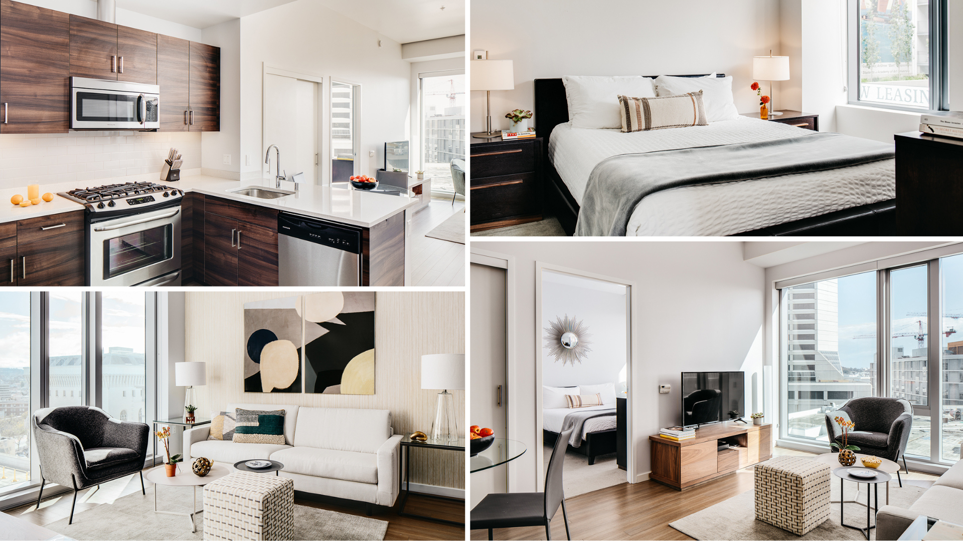 Collage of photos of apartment