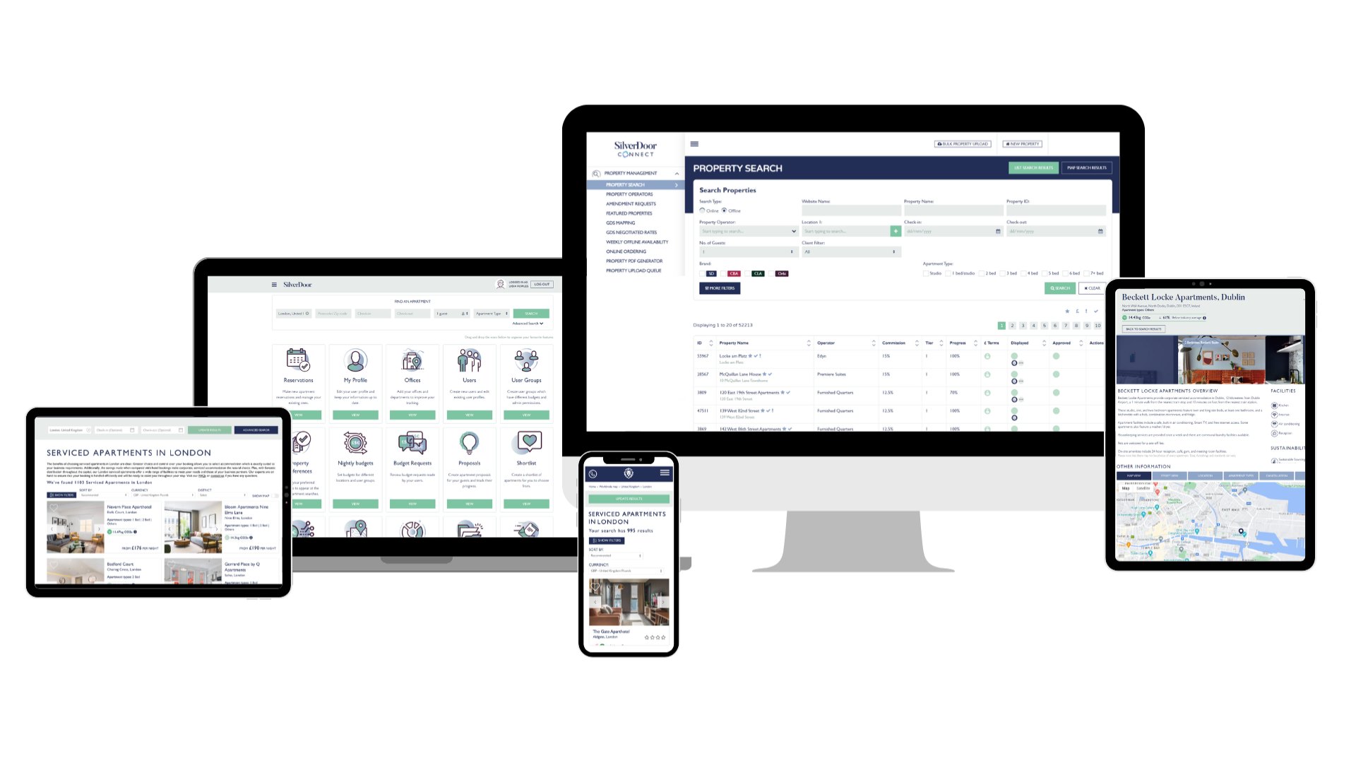 SilverDoor's in house technology tools on laptop and tablet mockups