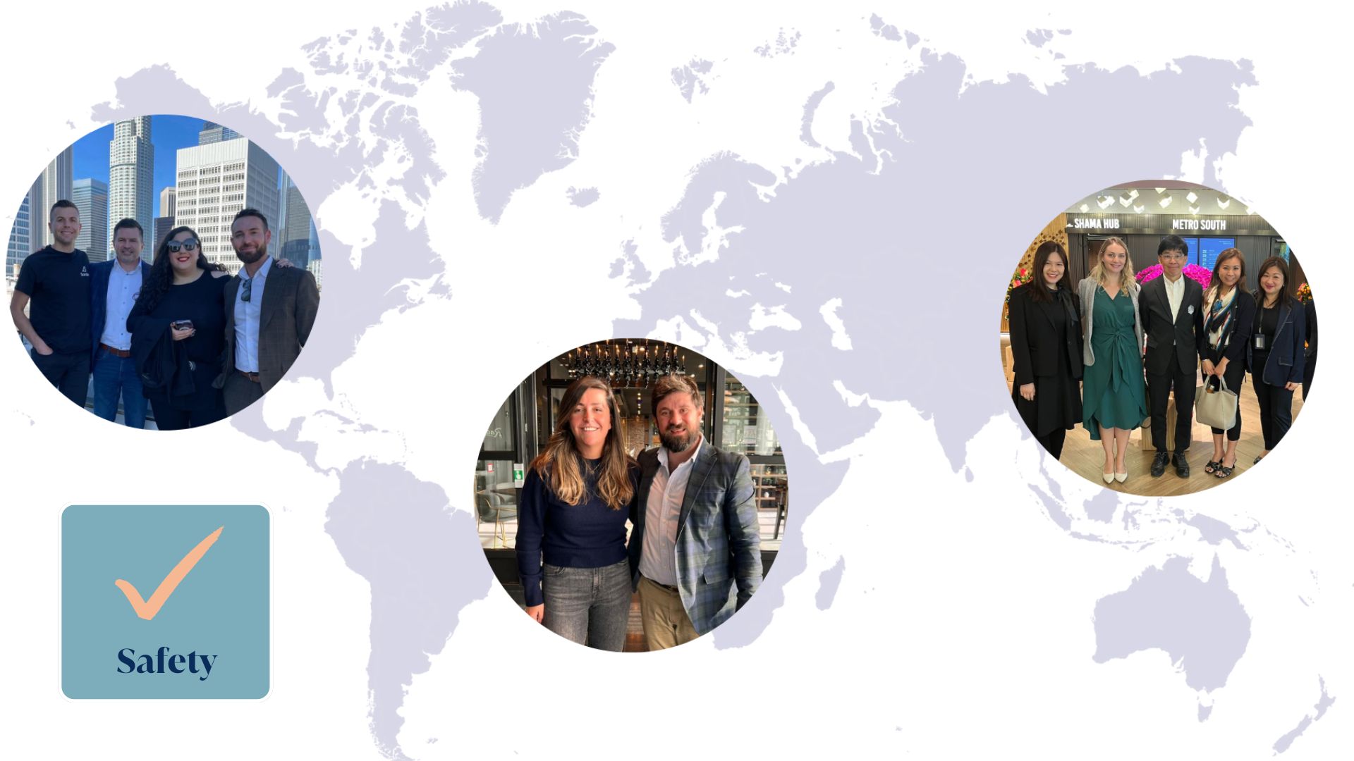 Map vector with images of SilverDoor staff with property partners