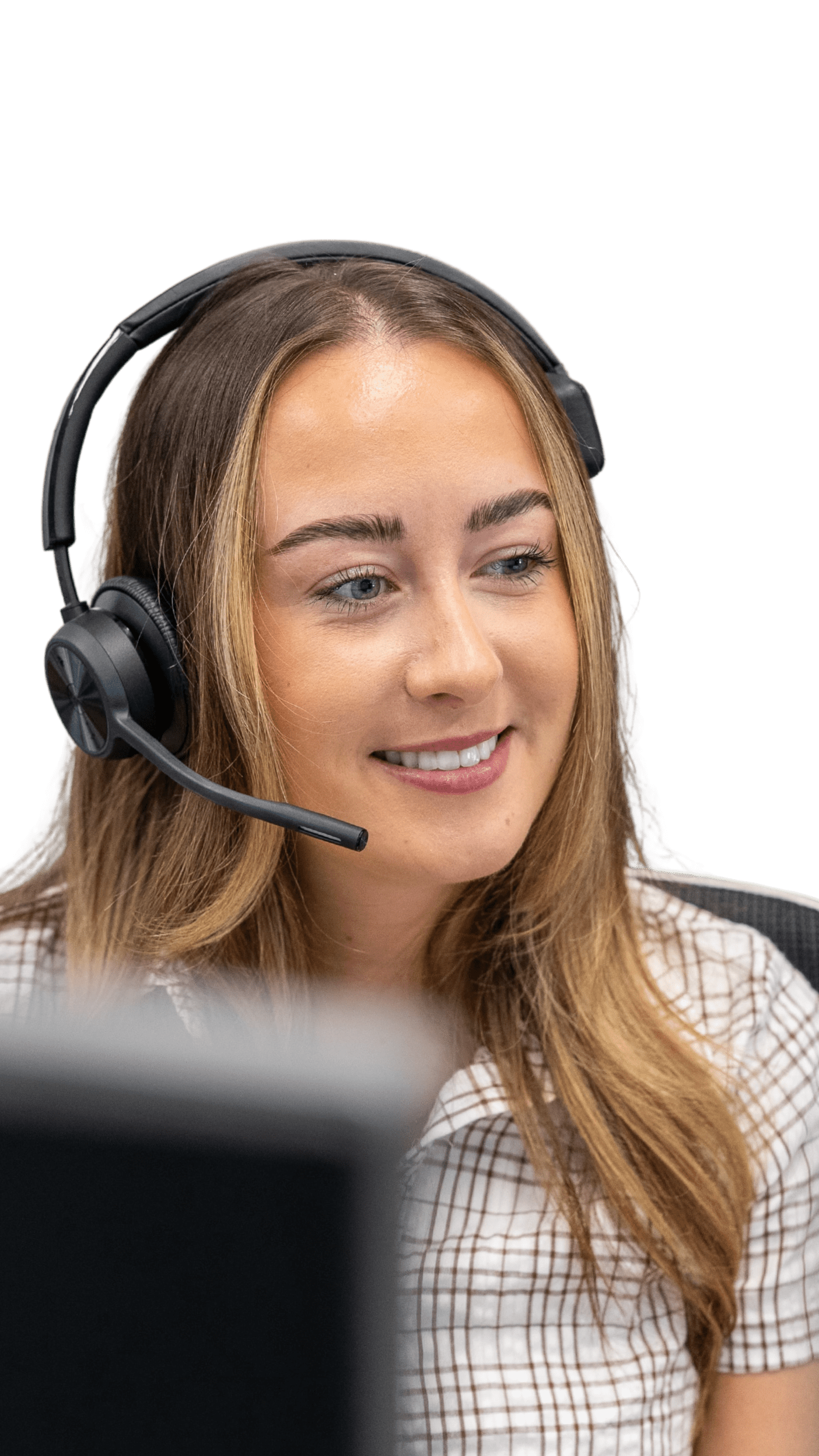 Team member wearing a headset, providing dedicated client support.