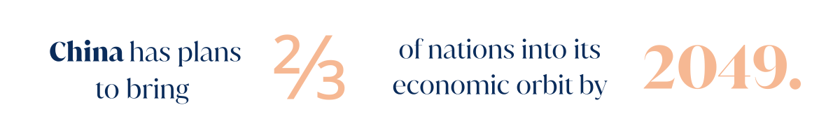 China has plans to bring 2/3rds of nations into it's economic orbit by 2049.