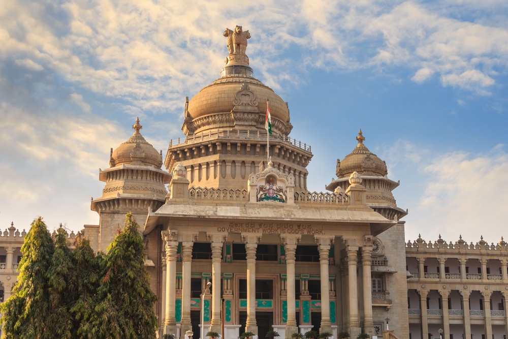 Pictured: The Vidhana Soudha in Bengaluru, India