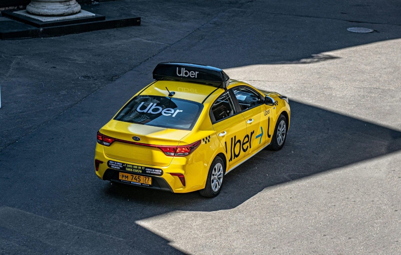 Yellow uber car