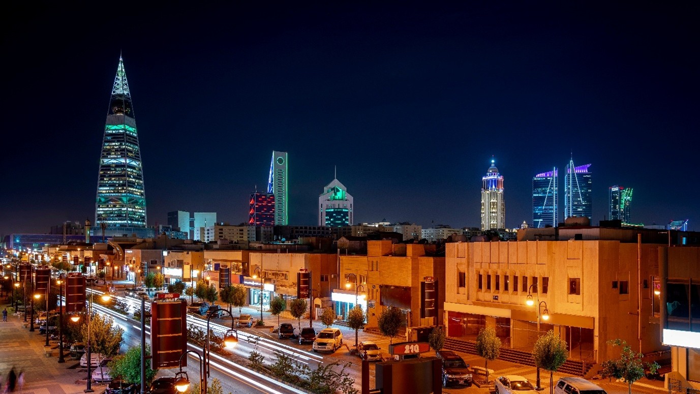 Saudi Arabia skyline at night