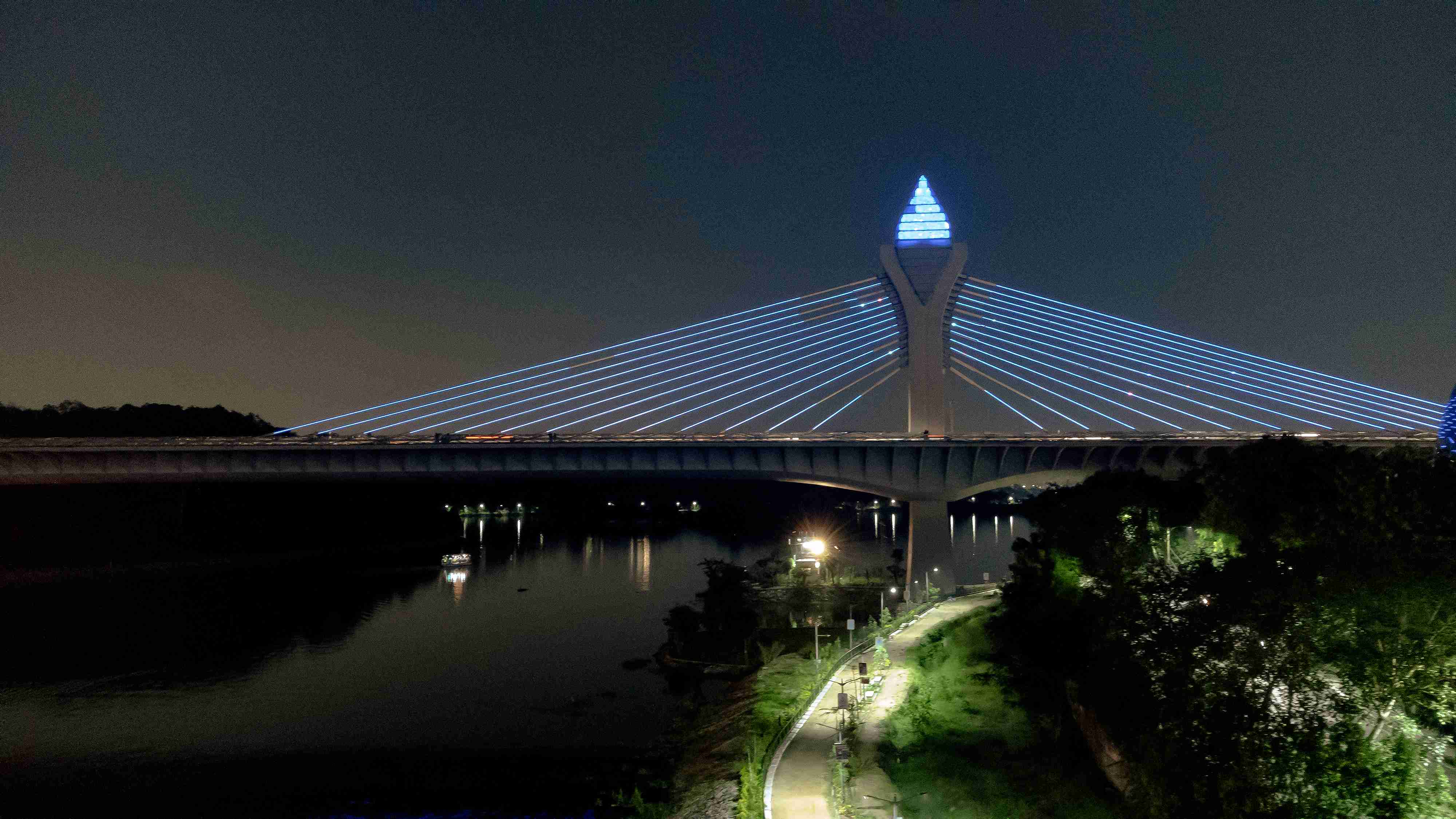 Durgam Cheruvu Cable Bridge in Hyderabad, Telangana, India