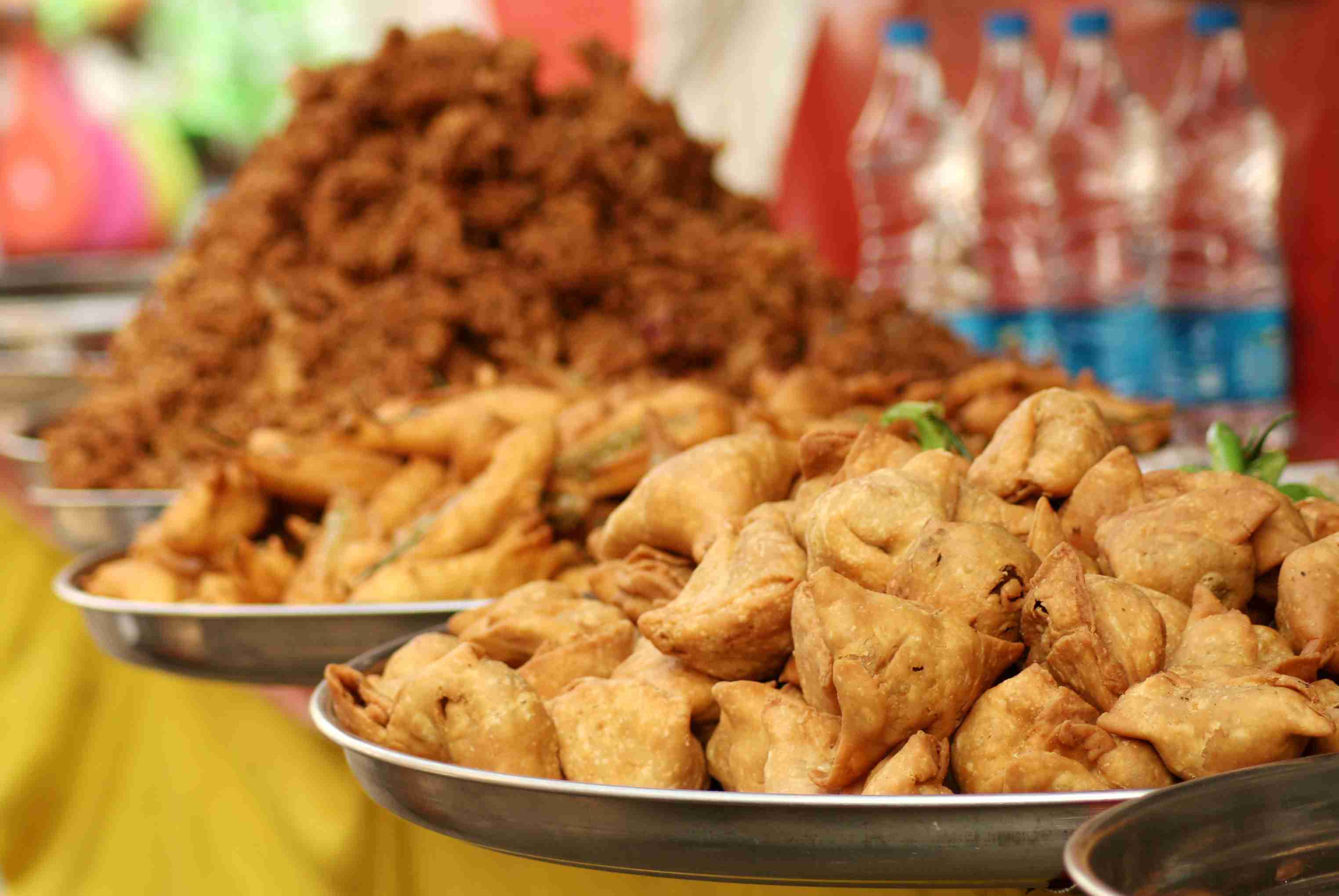 Classic Indian street food in a Hyderabad market