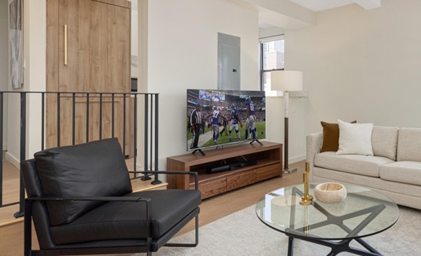 Bright, modern sitting are New York apartment