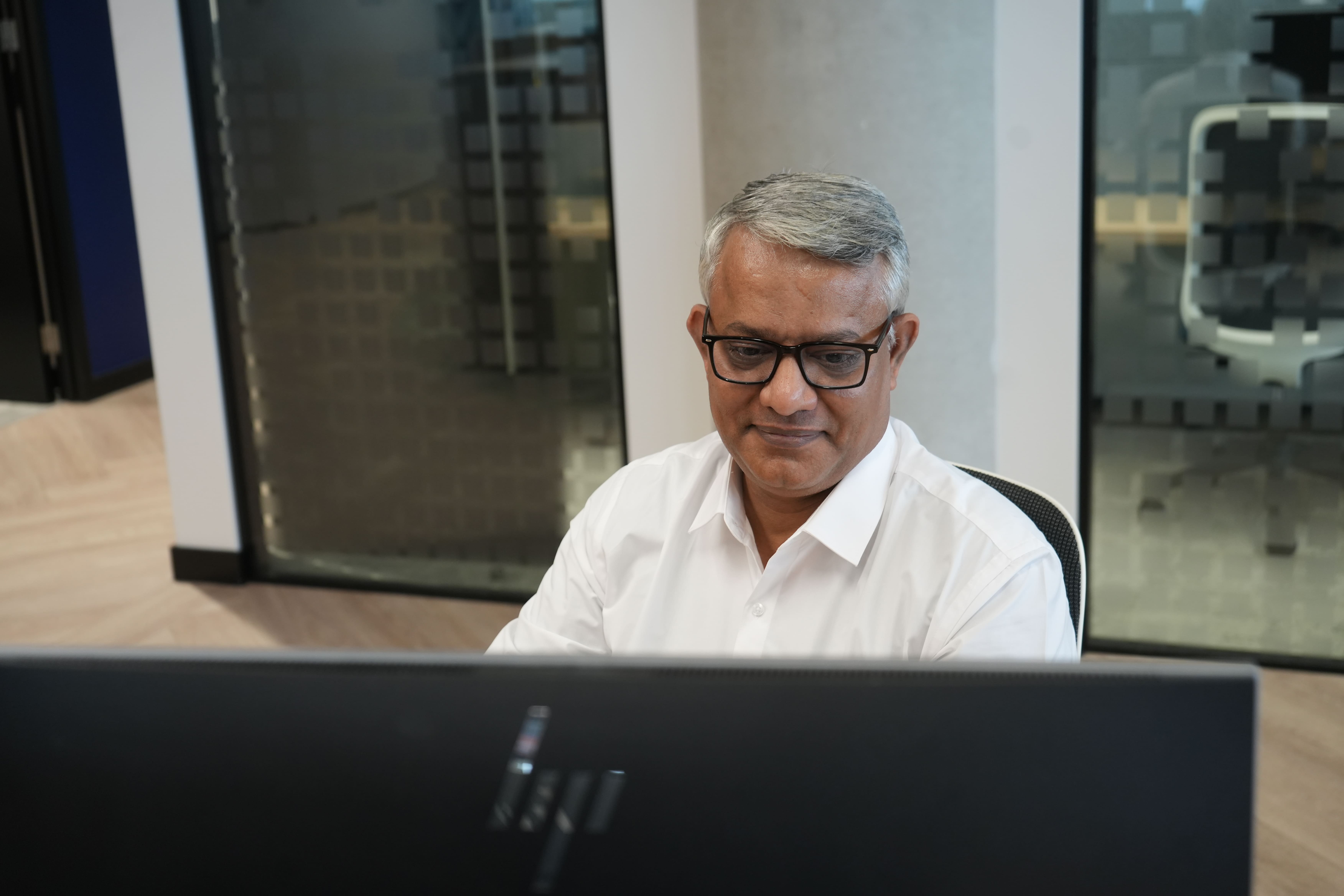 SilverDoor regional head of operations - India, Srinivasan Narayanaswami, working in the office