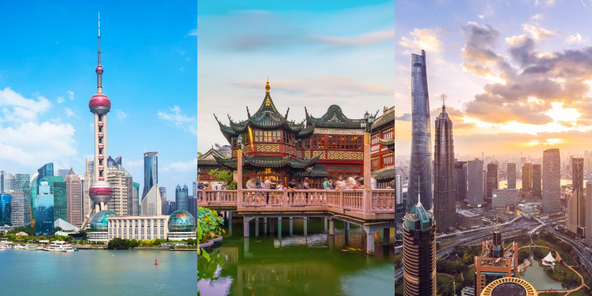 Collage of key landmarks in Shanghai