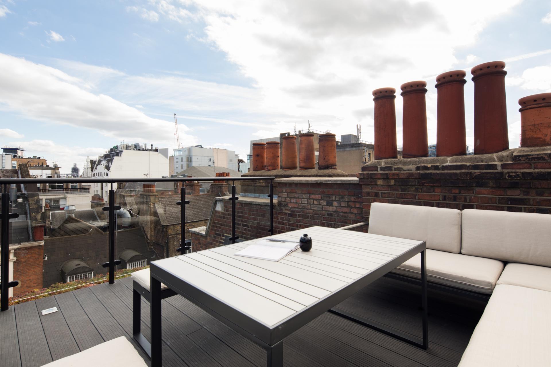 Private balcony at Leicester Square 8a Apartments