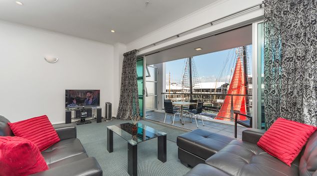 Living area at Quay Street Princes Wharf Apartments 2, Queens Wharf, Auckland