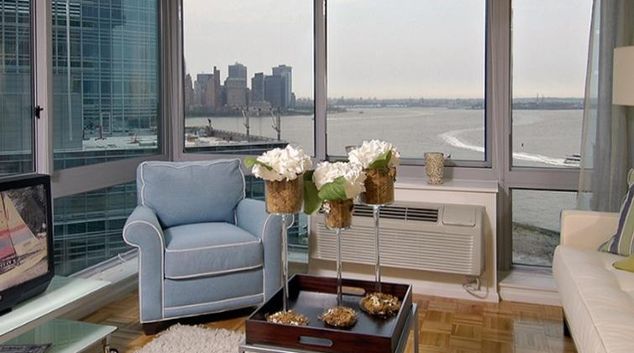 Pleasant living area in Liberty Towers Apartments