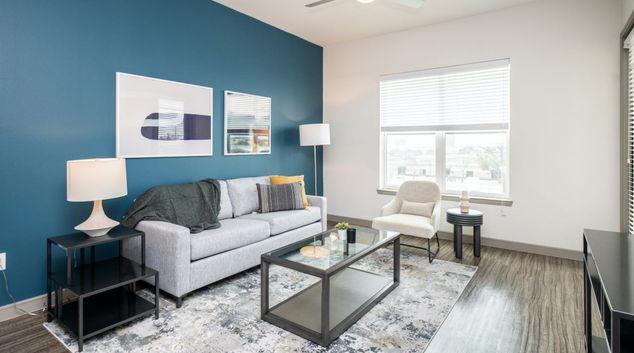 Living room at Landing Furnished Apartment at the Goodwynn, Brookhaven, Atlanta