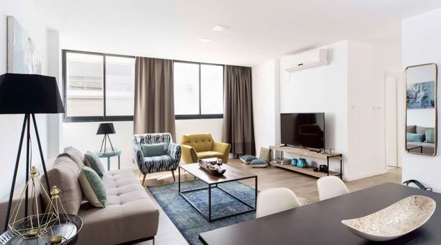 Living room at Sunlit Hayarkon, Hazafon Hachadash, Tel Aviv