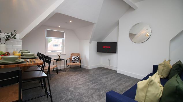 Living room at Affinity Serviced Apartments, Ely, Cardiff