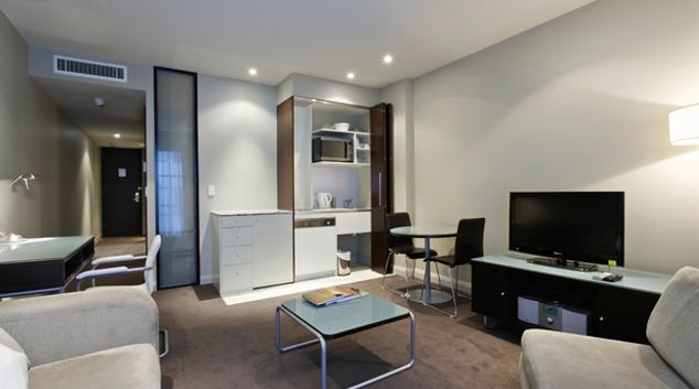 Fresh living area in Mantra Hindmarsh Square