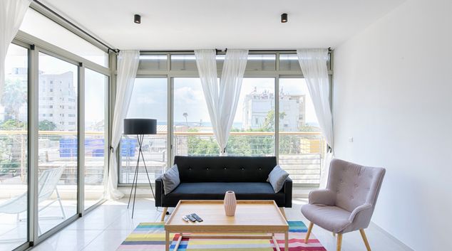 Living room at 284 YArkon, Centre, Tel Aviv