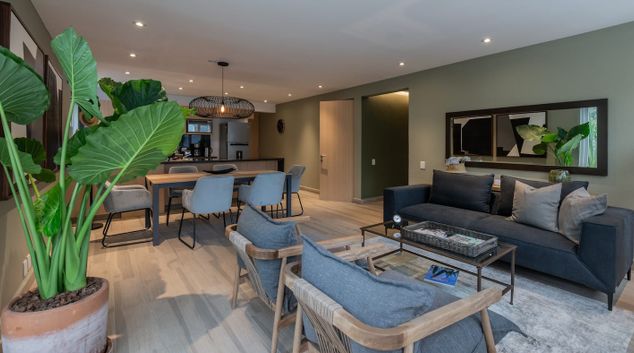 Living room at Elbe Retreat, Cuauhtemoc, Mexico City