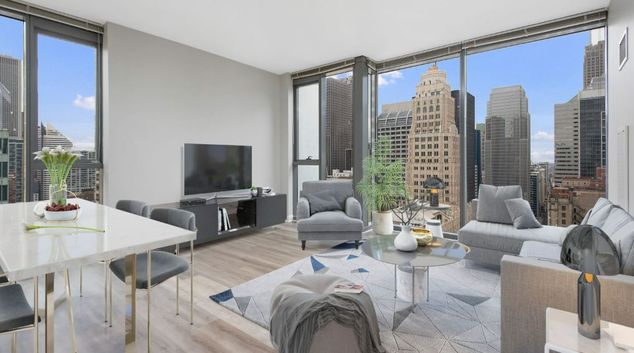Living Room at Lake and Wells Apartments