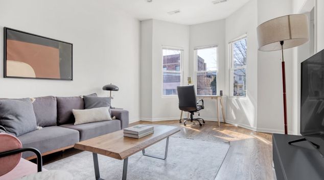 Living room at 3241 N Southport Ave, Lake View, Chicago
