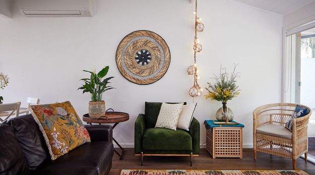Living room at Sandy Sanctuary, Sandringham, Melbourne