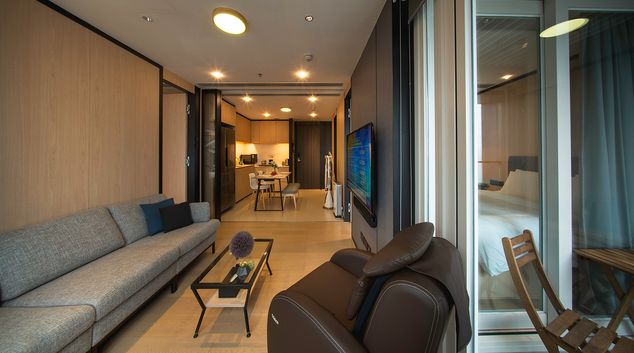 Living room at CM+ Hotels and Serviced Apartments, Sheung Wan, Hong Kong