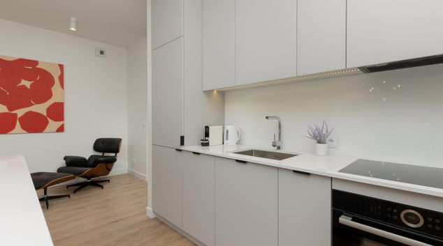 Kitchen area at Domaniewska, Sluzewiec, Warsaw