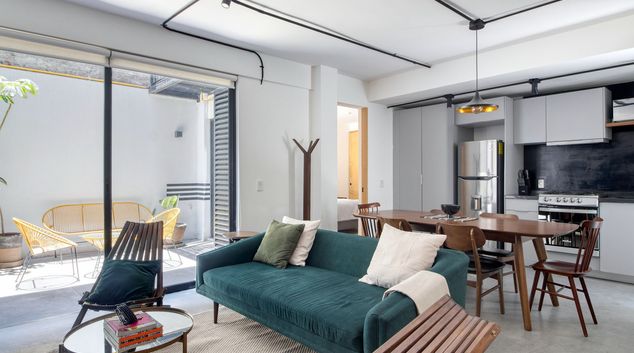 Living room at Romita 4, Roma Nte., Mexico City