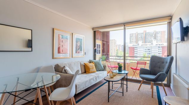 Living room at Uptown Art, Barrio El Golf, Santiago