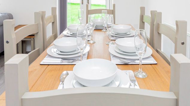 Dining at Azure Close, Overslade, Rugby