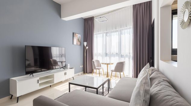 Living room at Escan Tower, Jumeirah Lake Towers, Dubai