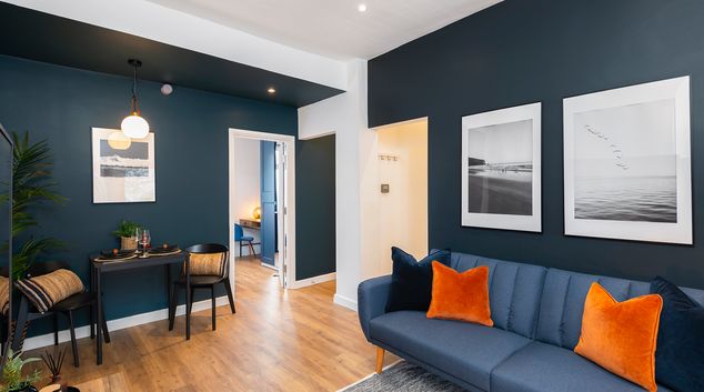 Living room at Crescent Apartments, Centre, Newport