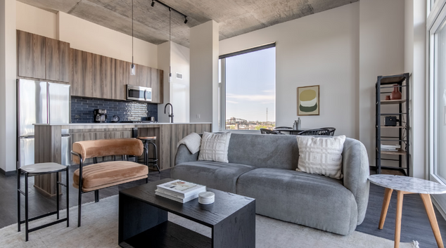 Living room at The Thompson, West Loop, Chicago