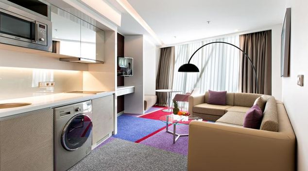 Living/kitchen at Burgu Arjaan Apartments