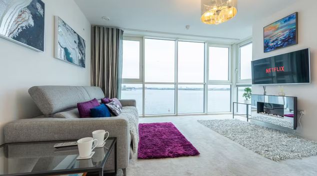 Living room at Bay Point, Cardiff Bay, Cardiff