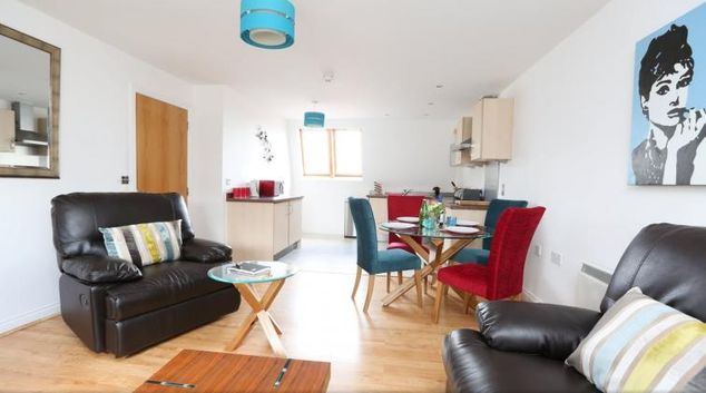 Living area at Manor Court Apartment