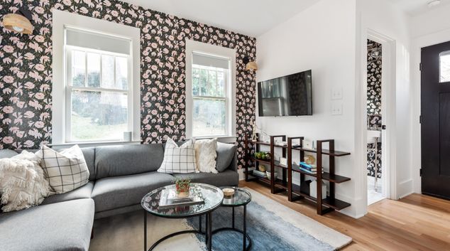 Living room at Full Bloom, Little Five Points, Atlanta