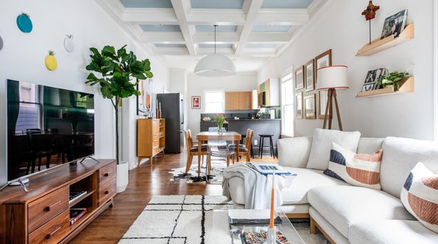 Living room at Norwegian Wood, Cabbagetown, Atlanta