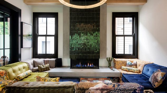 Colourful sofa at Brooklyn Bungalow, Inman Park, Atlanta