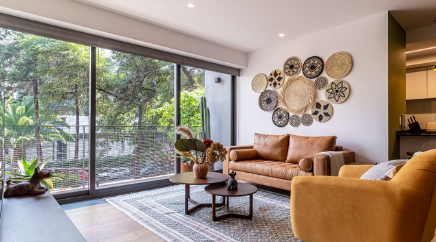 Living room at Alfonso Reyes 53, Hipódromo, Mexico City