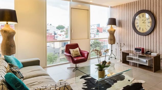 Living room at The Plaza, Granada, Mexico City