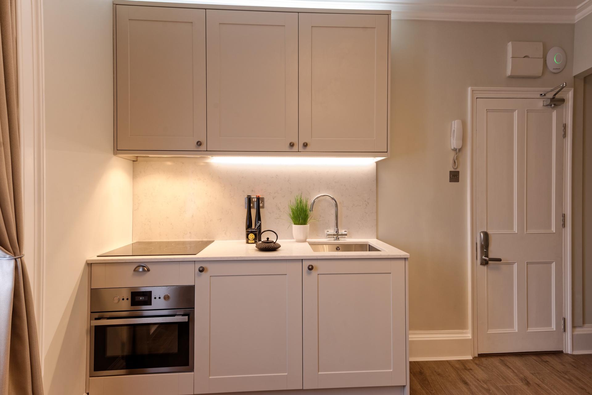 Kitchen view at York Street Apartments, Marylebone, London