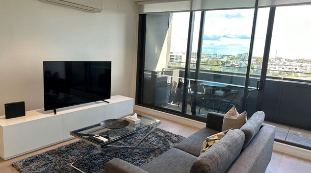 Living room at Wyndel Apartments - Collins on Docklands, Docklands, Melbourne