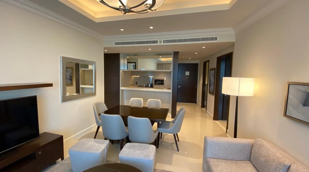 Living area at Address Dubai Mall Apartment, Bay Square, Dubai
