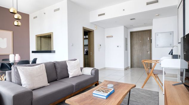 Living area at The Lofts Central Tower, Bay Square, Dubai