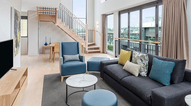 Living area at Britomart Apartments